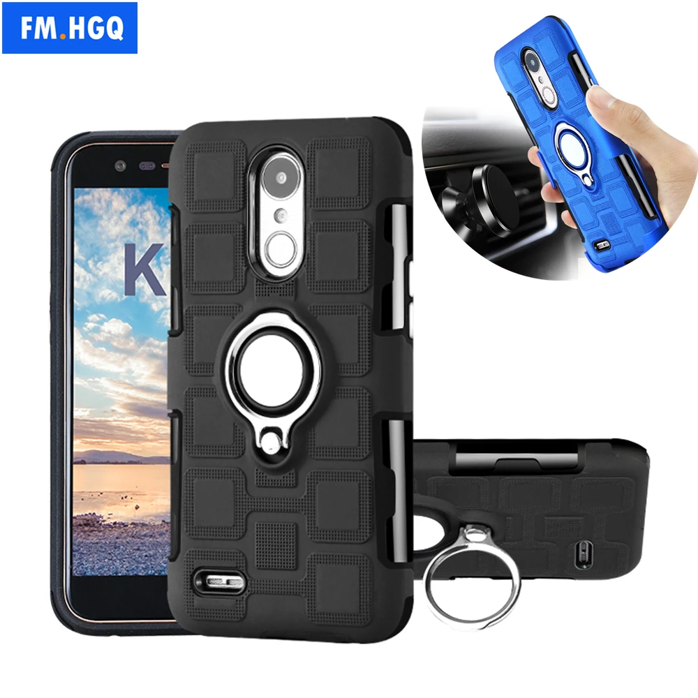 

for LG K10 2017 Case Cover New Metal Ring Stand TPU+PC 2 In 1 Phone Case for LG K10 2017 M250 M250N X400 Case fundas Back Cover