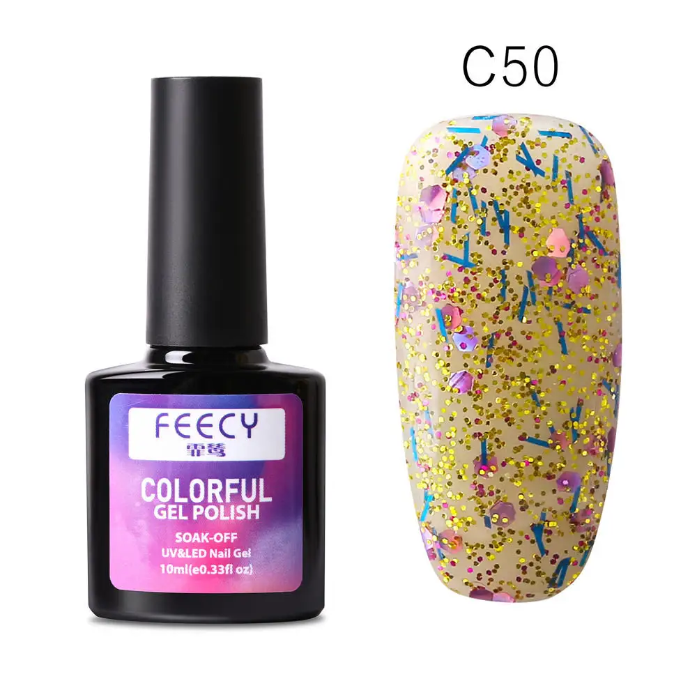 Gel Nail Polish Soak Off UV LED Gel Varnish Wipe Top Coat Color Nail Gel Polish DIY Nail Art Lacquer Manicure Nail Art Tool - Цвет: Feecy C50