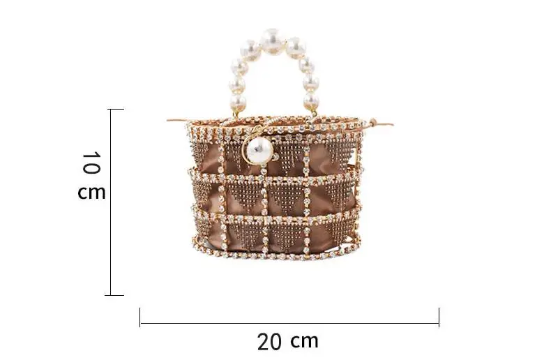 NEW Pearl Vintage Women Evening Bag Metal Hollow Out Diamond Banquet Party Shoulder And Crossbody Bags Wedding Clutch Cage Han