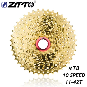 

ZTTO 11-42T 10 Speed Wide Ratio MTB Mountain Bike Bicycle Gold Golden Cassette Sprockets For Parts M6000 M610 M675 M780 K7