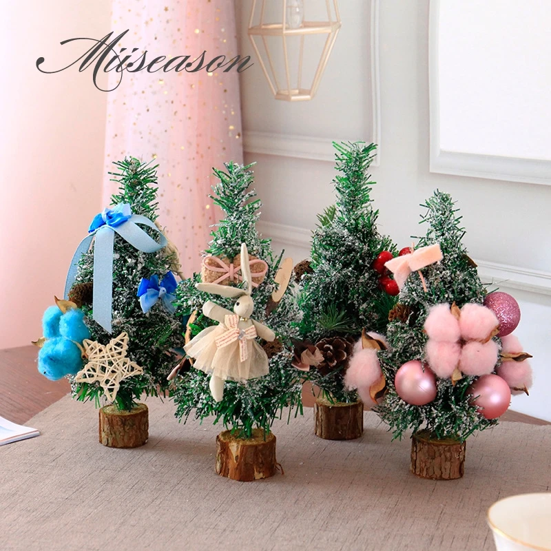 

4 kinds Mini Christmas Trees Decorations Small Pine Tree Placed In The Desktop Festival Home Party Ornaments decorative kid gift