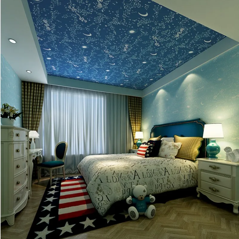 Детские потолочные обои для мальчиков и девочек спальни детская Galaxy moon stars