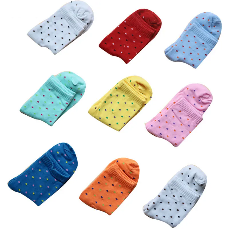 Милые Носки ярких цветов в горошек, узор в горошек, Для женщин для носки Для женщин носки, 1 партия = 10 предметов = 5 пар Носки, Calcetines Mujer Sokken