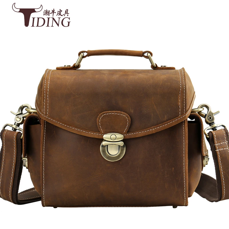 men shoulder bags cow leather 2017 new european business man vintage brown small hasp small real