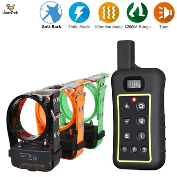 

JANPET 1200M Remote Training Collar for 3 Dogs Shock Vibration Beeper NO BARK Dog Collars with 3 Color of LED Night Light