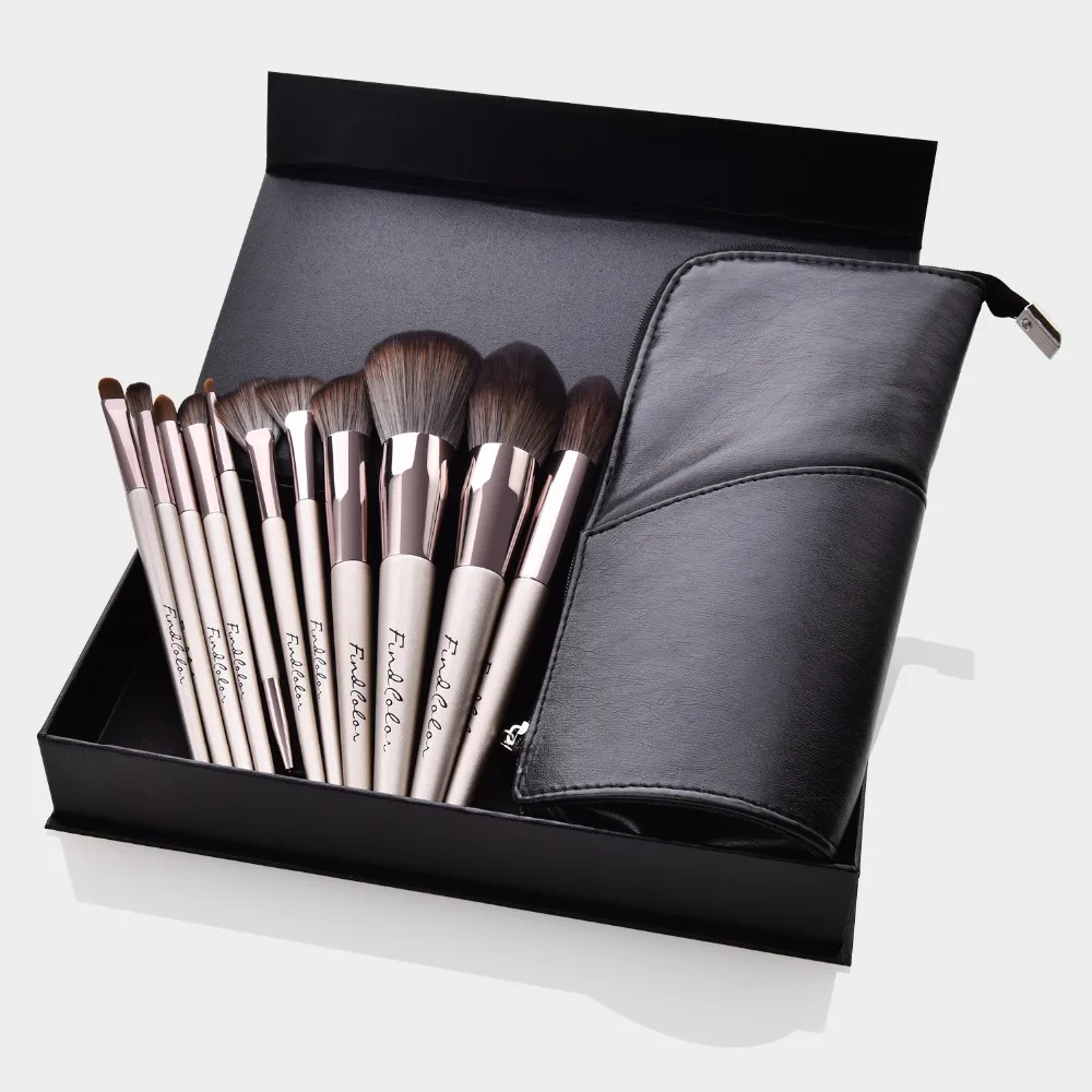 Brand New Makeup Brushes Luxury Black Gift Box PU Leather Cosmetic Bag