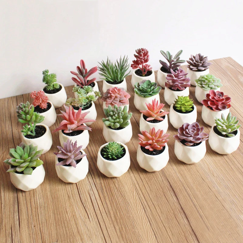 JAROWN Artificial Succulent Plant Bonsai Simulation Plastic Flower Wedding Home Room Desktop Placement Shop Window Display Decor (3)