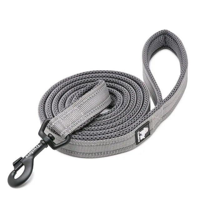 Truelove Soft mesh Nylon Dog Leash Double Trickness Running Reflective safe Walking Training Pet Dog Lead leash Stock 200cm hot - Цвет: Grey