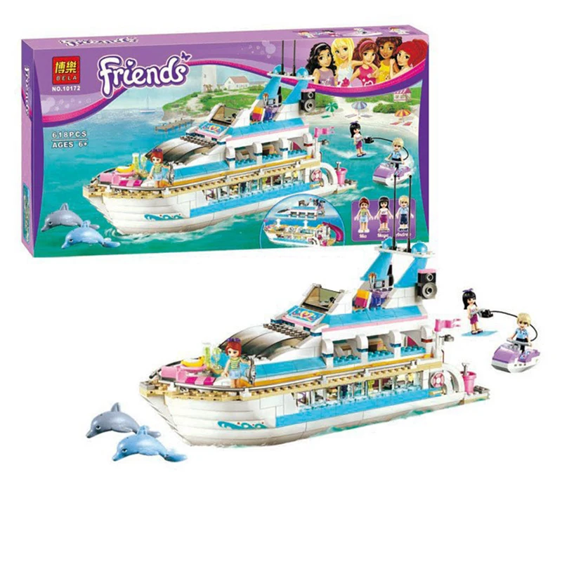 

618Pcs Bela 10172 Friends Series Girls Large Yacht Club Cruise Ship Building Blocks Brick Compatible With Legoe brinquedos 41015