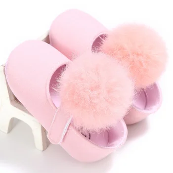 

Infant Baby Girl Shoes Toddler Pre-walkers Princess Hair Ball Crib Shoes Cute Toddler Shoes For Babies 0-18M
