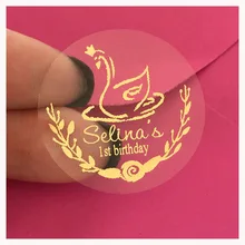 60 пользовательских короны Лебедь 40th День Рождения Фольга золотые наклейки персонализированные розовые золотые подарки на первый день рождения коробка этикетка бутылки