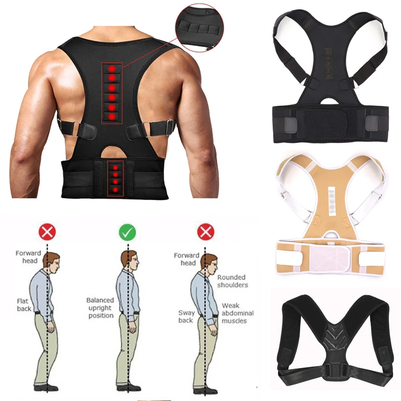 Tom's Hug Adjust Magnetic Shoulder Back Support Belt Therapy Posture Corrector Beige Man and Women Shoulder Posture Belt