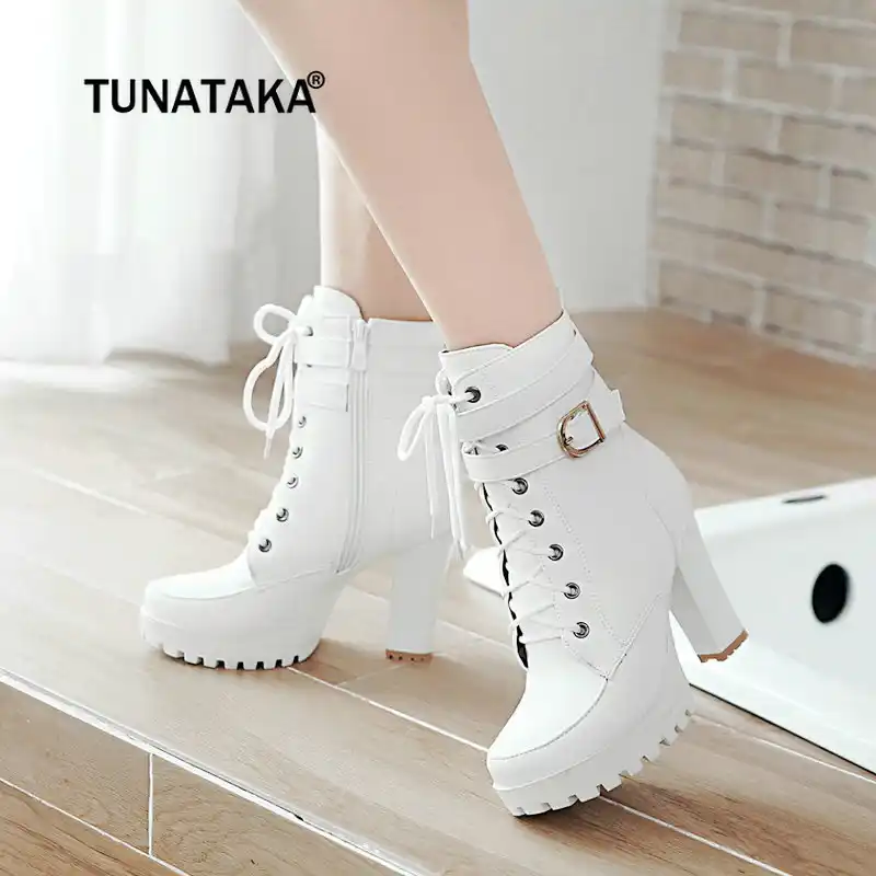 Chunky High Heels Women Ankle Boots 