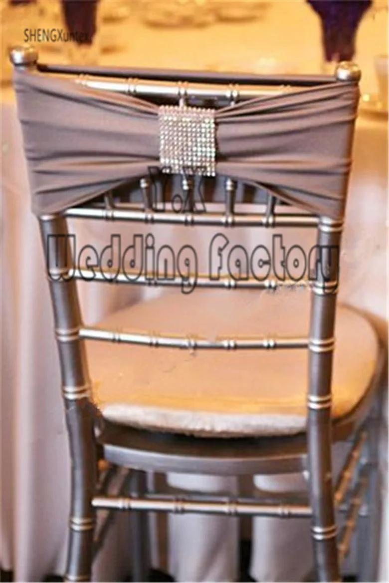 Free shipping 100pcs grey Color Chiavari Lycra Chair Band \ ties With Buckle chair bows for