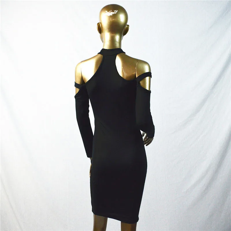 2016 Winter Party Women Dress Sexy Night Club Dresses Off Shoulder Midi Bodycon Dress Black Bandage Dress Girls Vestidos10