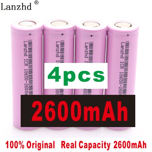 3,7 V ICR18650 для samsung 18650 26F батареи литий-ионная батарея 2600mAh для использования фонарика(1-8 шт - Цвет: 4 PCS-2600mAh