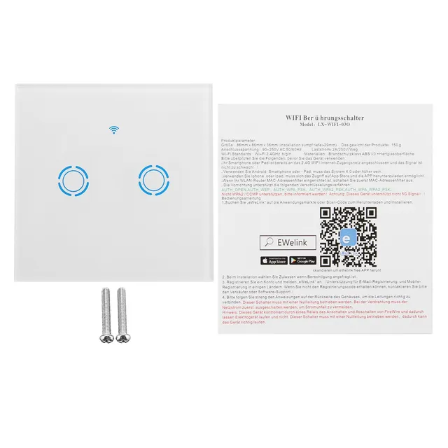 Kinco 86mm WIFI Smart Wall EU Switch Touch Panel APP Remote Control For Alexa/Google Home Voice Control Automatic Module