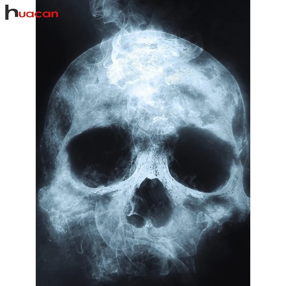 

Huacan 5D DIY Diamond Painting Cross Stitch Halloween Diamond Embroidery Skull Full Square Needlework Horror Home Decorative