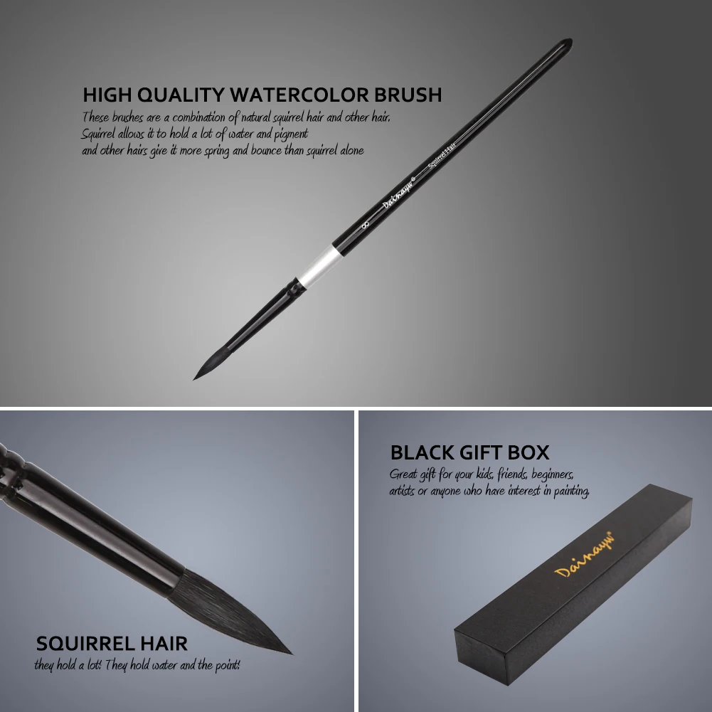 Online Dainayw 4 Pinsel Eichhörnchen Haar   Pferd Haar Kunst Malerei Pinsel Künstlerische Aquarell Pinsel Set für Gouache Waschen Mopp Kunst malerei