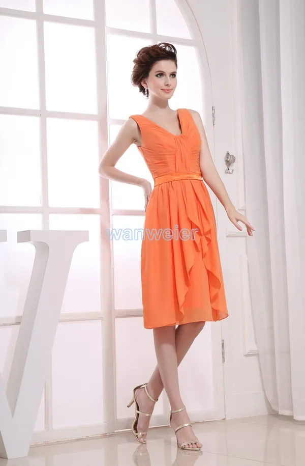 

free shipping 2013 new beyonce new hot brides maid dress gown custom size/color short orange strap sexy Bridesmaid Dresses