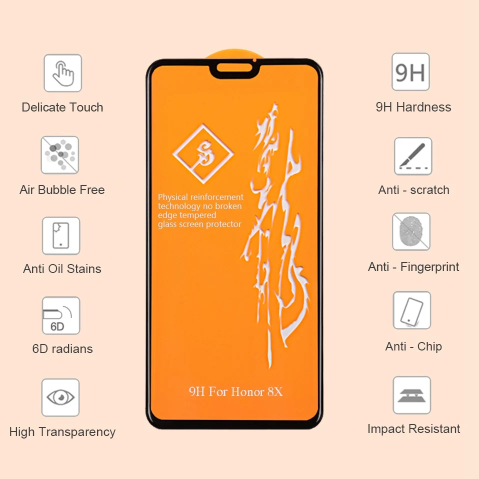 6D Tempered Glass For Huawei Honor 8X 8C 7X Full Cover Glass For Huawei Nova 3 3i Mate 20 10 9 P20 Lite Y9 2019 Screen Protector (6)