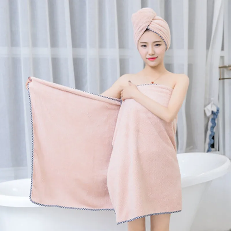 HELLOYOUNG 70x140cm Polyester Cotton Women Bathroom Super Absorbent