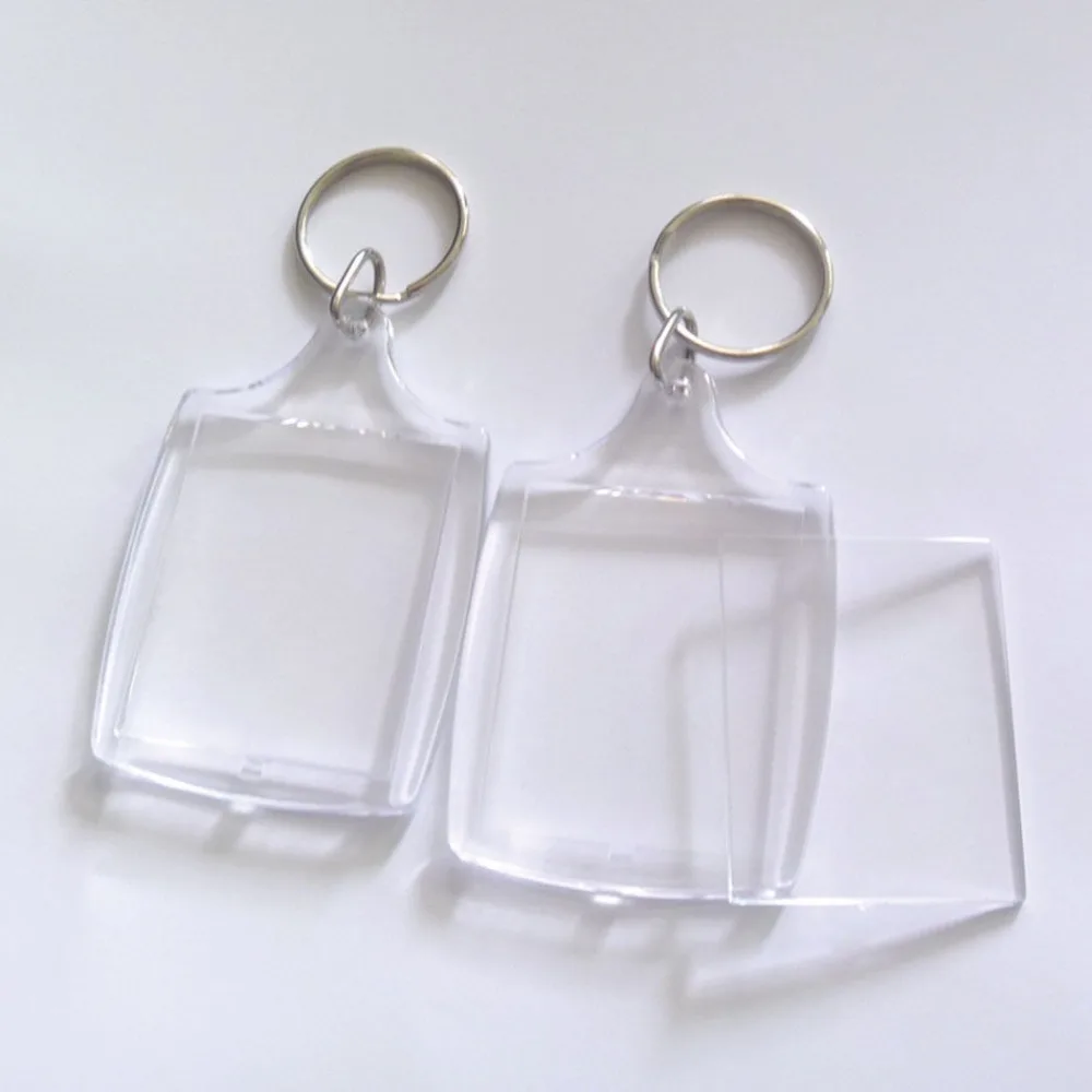 

5 Transparent Blank Acrylic Photo Picture Frame Keyring Keychain DIY Key Ring DE