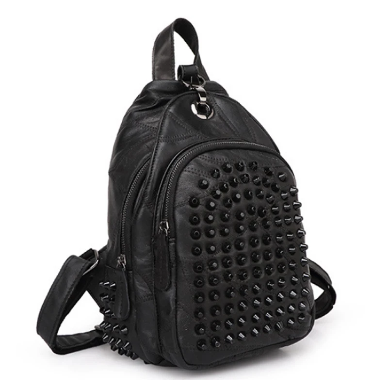 

fashion Genuine Leather female baotou layer joining together backpack punk backpack colorful bags