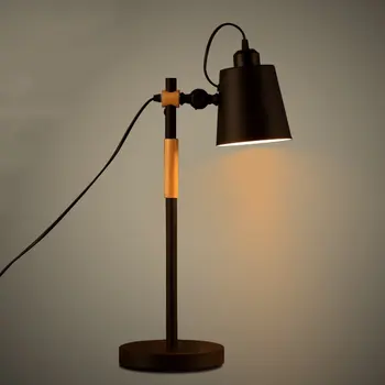 

Nordic Simply Iron Wood Bedroom Table Light Creative Art Study Living Room Light Coffee Shop Light With Led Bulbs Free Shipping