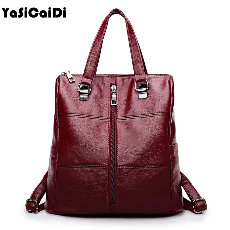 

Fashion Multifunction Women Backpack Women's PU Leather Backpacks Female School Shoulder Bags for Teenage Travel Top handle Bags