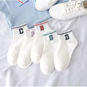 

2019New Letter and stripe pattern women Cotton Sock Casual female Sock couples with Harajuku cute style short socks