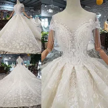 SSYFashion, новое роскошное свадебное платье, высококачественный светильник цвета шампанского, со шлейфом, с блестками, с бисером, длинное свадебное платье на заказ, большие размеры