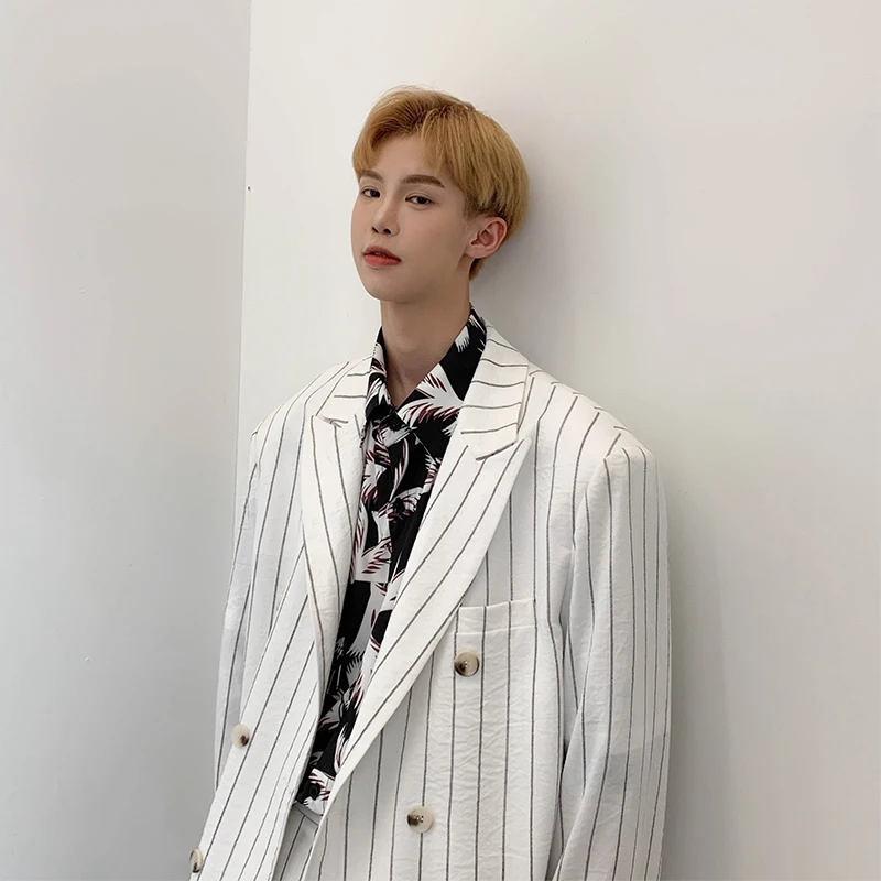 

2019 Summer New Korean Version Of The Loose Harajuku Trend Student Business Casual Striped Blazer
