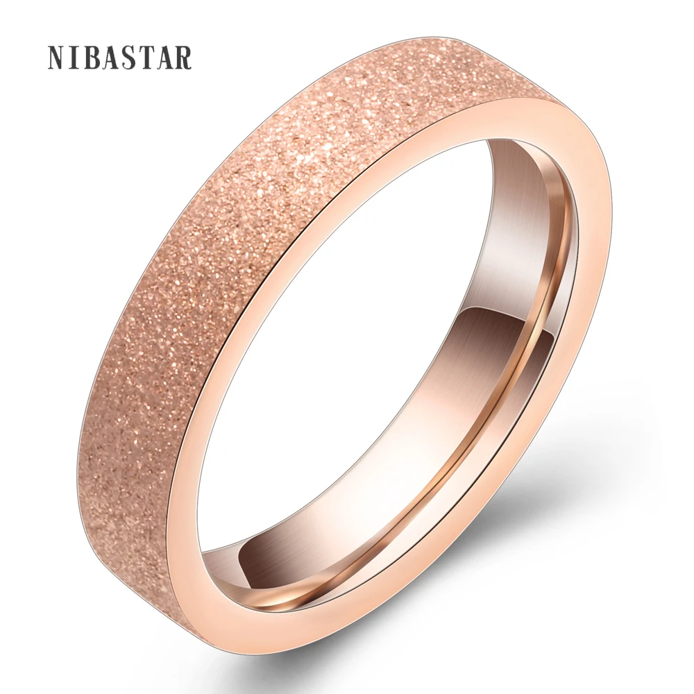 

Cute women ring stainless steel gold-color rings frosted matte processing fashion jewelry gifts