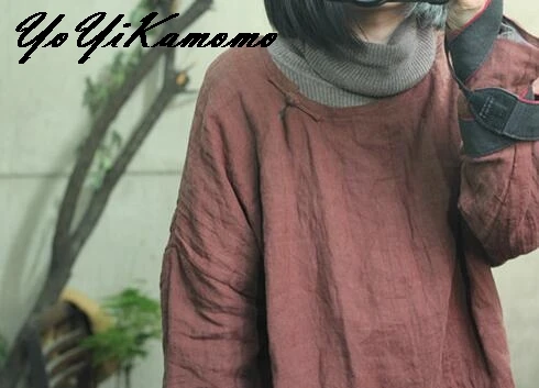 YoYiKamomo женская рубашка, осенняя хлопковая льняная оригинальная рубашка с длинным рукавом, большие повседневные свободные женские топы
