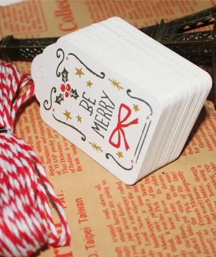 Бумага Теги с Строка DIY Craft label Чемодан вечере Рождество украшение висит Украшения для дома Navidad
