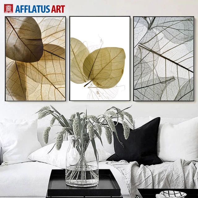 AFFLATUS Transparente Blätter Leinwand Malerei Wandkunst Poster Und ... AFFLATUS Transparente Blätter Leinwand Malerei Wandkunst Poster Und ...