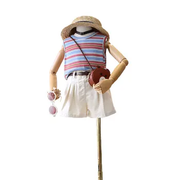 

2PCS WLG girls clothes summer kids striped vest and beige short set baby fashion clothes children