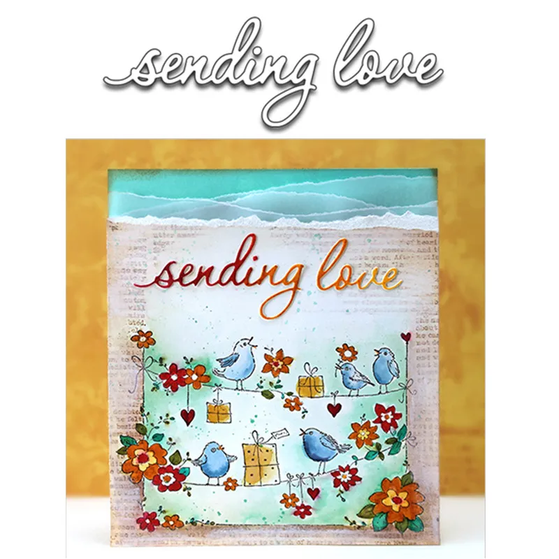 

Word Sending Love Metal Cutting Dies Stencils DIY Scrapbooking Album Paper Cards Craft Decoration Embossing Word Dies