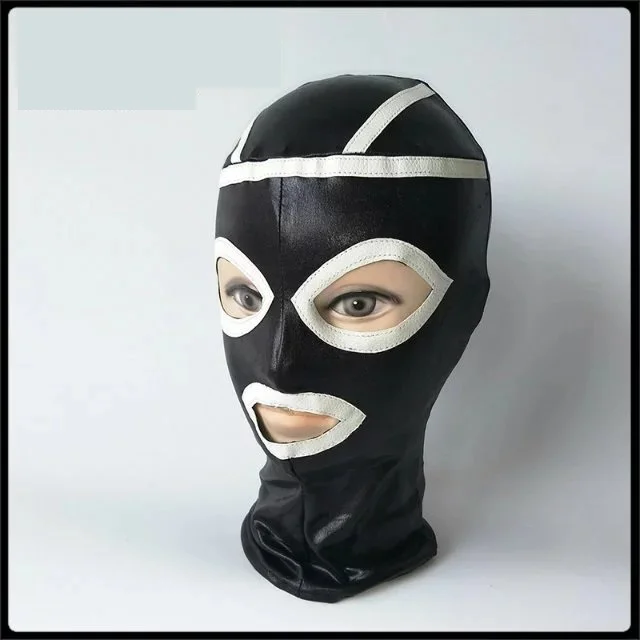 

2018 Elastic Lycra Spandex Latex Coating Bondage Hood Headgear Face Mask Dog Slave Adult BDSM Product Bed Games Sex Flirting Toy