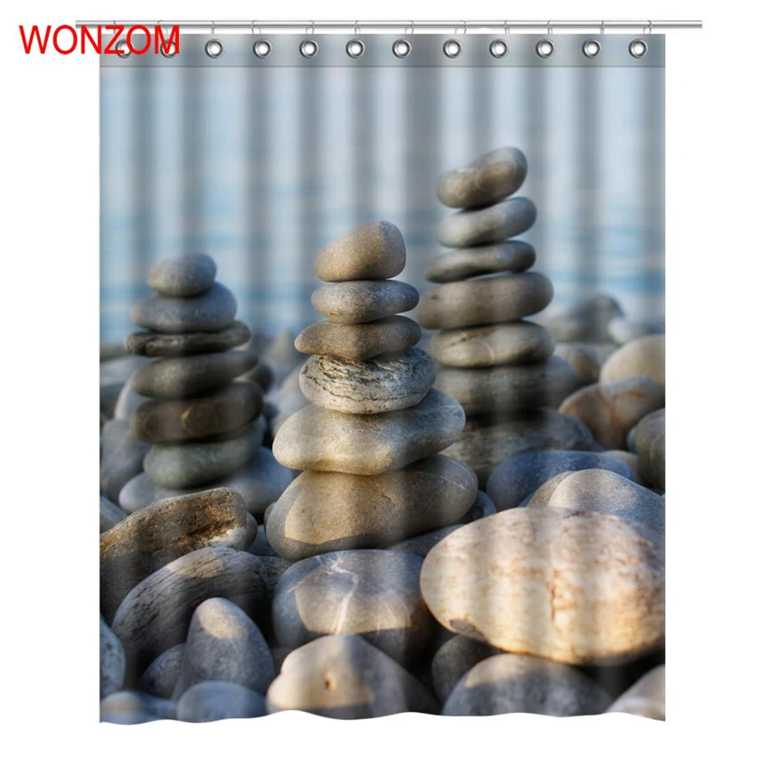 

WONZOM Landscape Stone Shower Curtains with 12 Hooks For Bathroom Decor Modern Bath Waterproof Curtain 2017 Home Gift