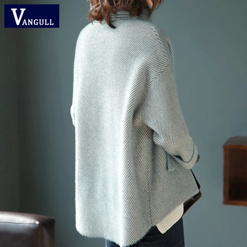 Vangull/Женская шерстяная куртка в Корейском стиле новое женское свободное