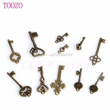Новинка, 11 шт., антикварная винтажная подвеска, 45615, сердце, бант, замок, стимпанк, старый вид, скелет, набор ключей S08, опт и Прямая поставка