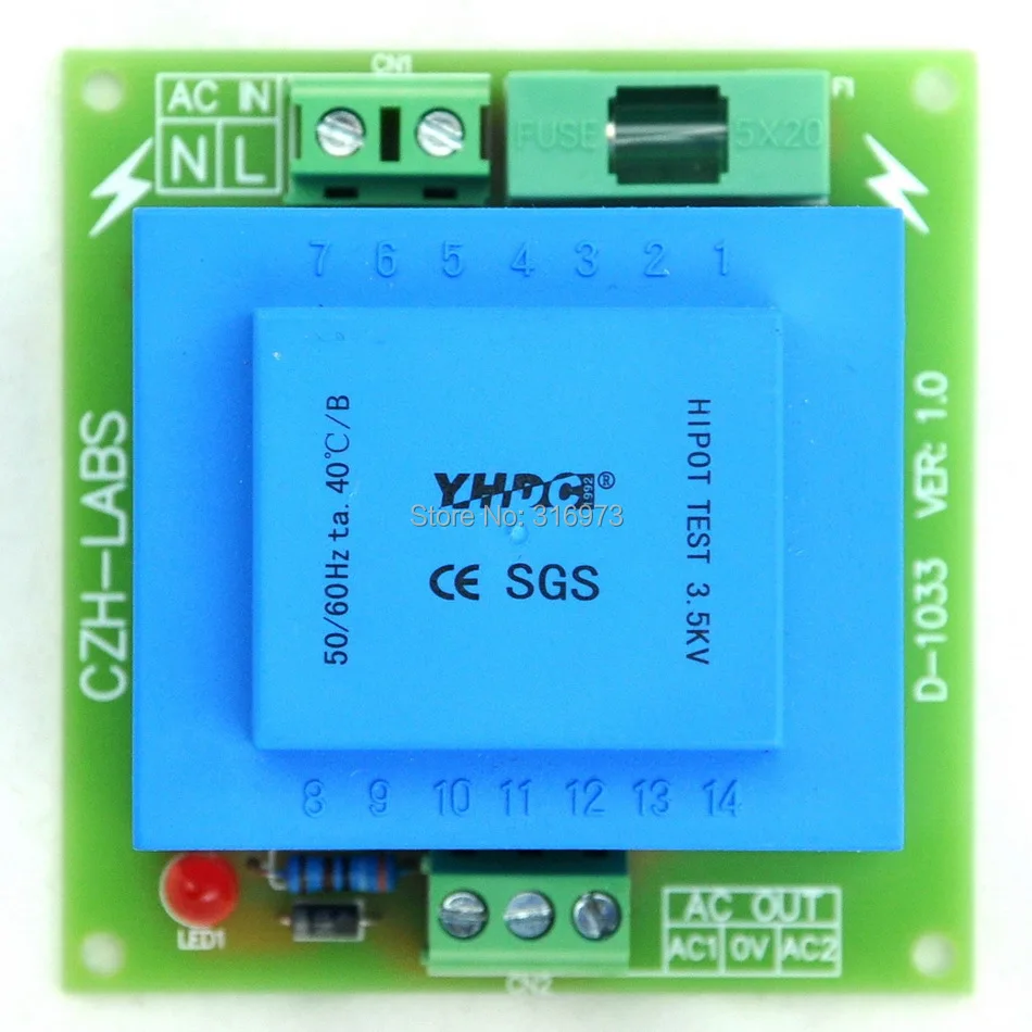 D-1005//H,AC15V Electronics-Salon Primary 115VAC Secondary 2x 15VAC 5VA Power Transformer Module