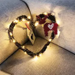 DIY сердце ротанга венки струнные огни лампа двери Настенный декор с светодиодный 20 светодиодными бусинами Декор лампы струнные огни набор