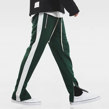 

2018 New fashion Mens Sportswear Pants Side Stripe Zipper Men Campus Style Sweatpants Elastic Waist Sweatpants Unisex S-2XL