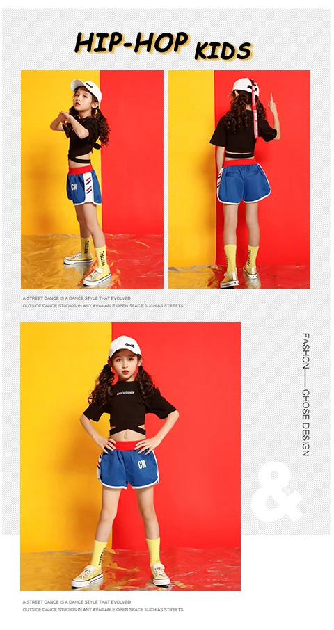 Girls boutique outfits 4 6 8 10 123 14 16 18 Years hip hop T shirt dance costume kids jazz girls summer clothes Girls set 140 (6)