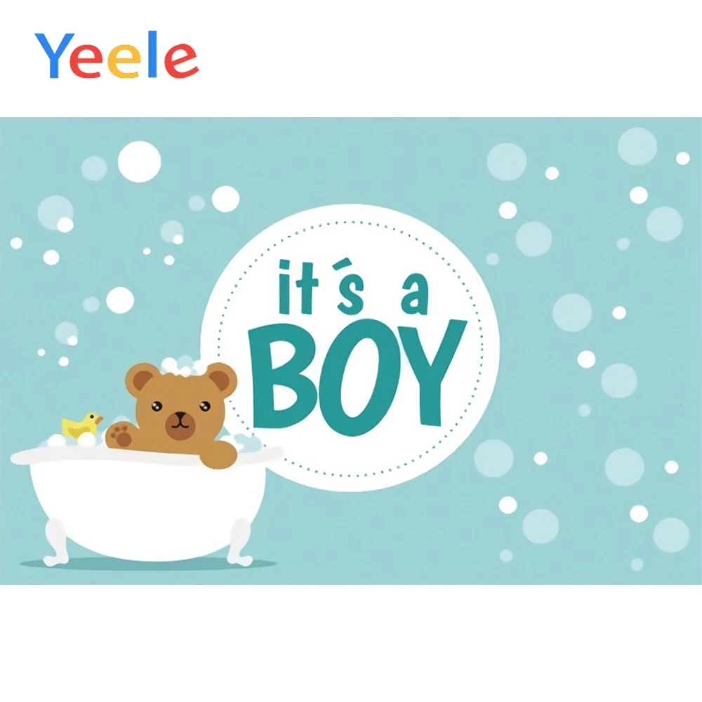 

Yeele It's A Boy Baby Shower Bear Bath Cartoon Scene Baby Background Photography Children Photographic Backdrop For Photo Studio