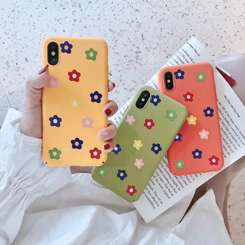 

BONVAN For iPhone X XR XS Max Case hard Matte Cute flower Protection Back Funda For iPhone 6 6s 7 8 Plus Phone Cover Coque