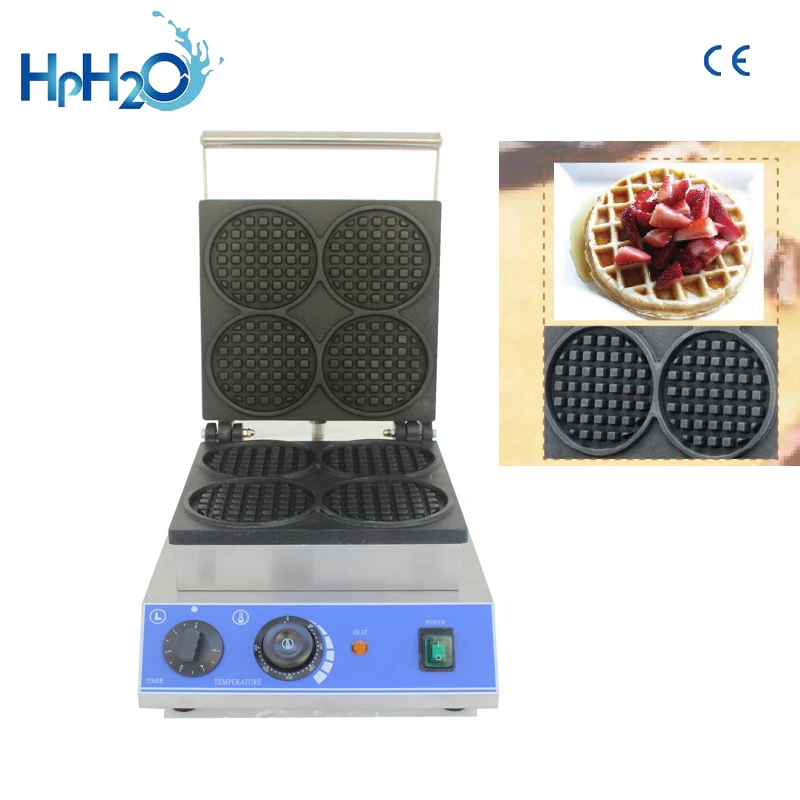 

Commercial Non-stick electric 4pcs round shape Waffle Maker Elegant Waffle Making Machine customs iron cake oven